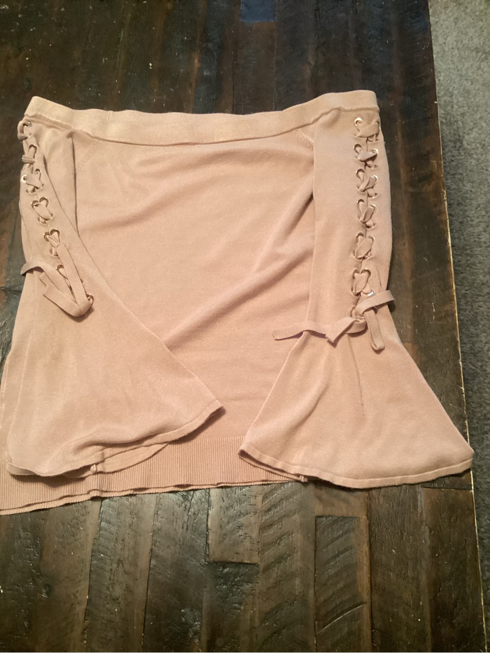 Thalia Sodi Blush Off-the-Shoulder Lace-Up Sweater
